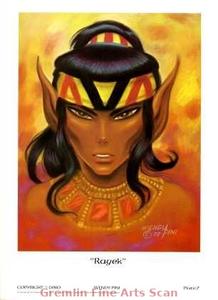 ELFQUEST: A GALLERY OF PORTRAITS -7   1980   Original Fine Art Lithograph from the 1980 Elfquest: A Gallery of Portraits edition.  (The edition release was 2,000 portfolios containing 8 different plates.)  Pictured here is Rayek. In the words of Wendi Pini - Chief hunter of the Sun Folk / wielder of ancient elfin magic / rival to Cutter.  Professionally matted and framed.