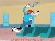 DROOPY   1970’s   Multi-Cel Setup of Droopy & Slick the Wolf Presented on a Watercolor Production Background.